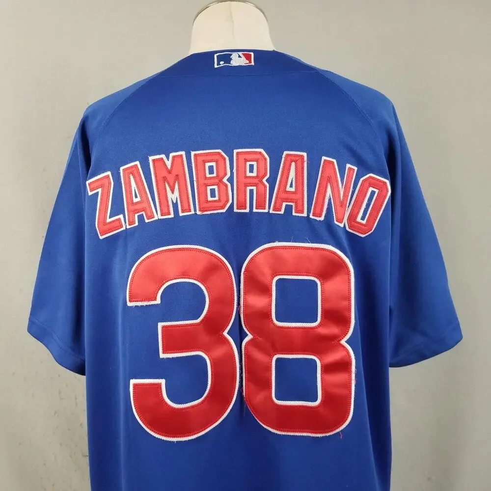 Chicago Cubs Jersey Mens 54‎ Blue MLB Baseball Carlos Zambrano 38 Stitched